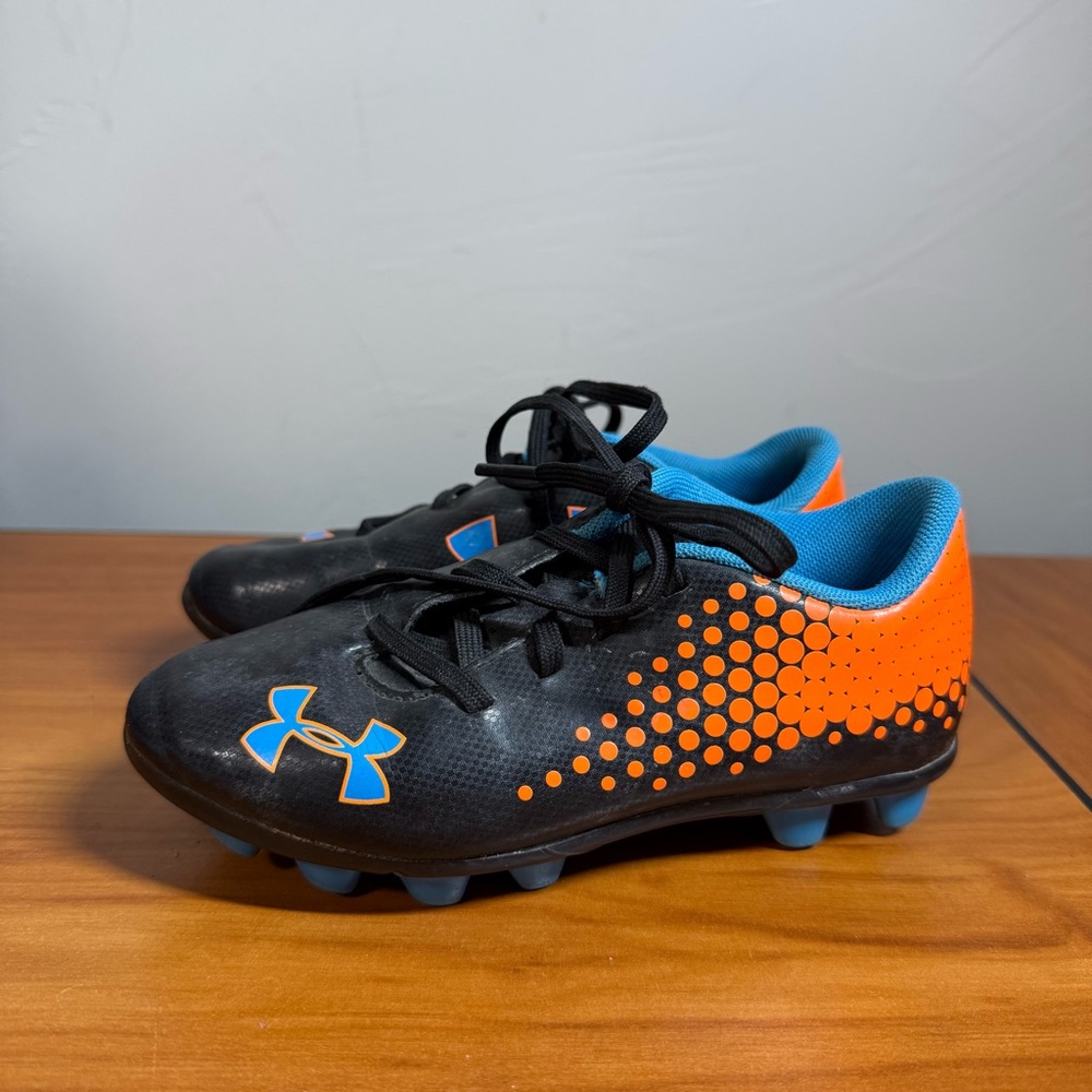 Under Armour Blur Kids Boys Soccer Shoes Cleats Blue Orange Black 11K